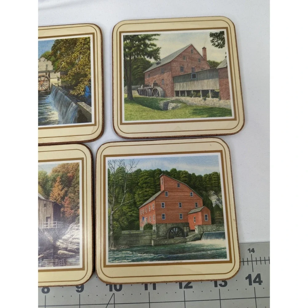 Water Mill Coasters Cork Back 4 Inch‎ Set of 6